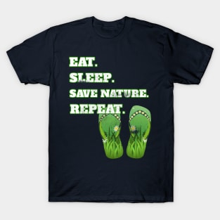 Eat Sleep Save Nature Repeat Distressed Cool Nature Lovers Gift T-Shirt